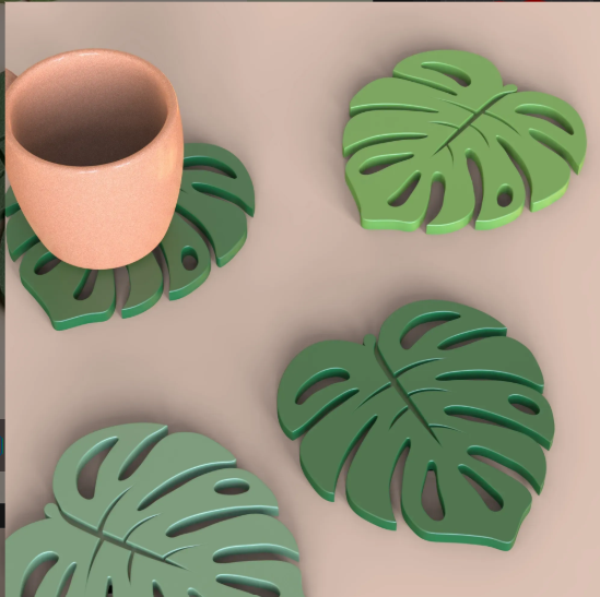 Base para Copos Folha Monstera | Impressão 3D Premium