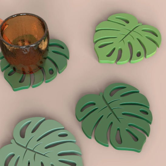 Base para Copos Folha Monstera | Impressão 3D Premium