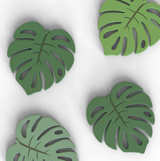 Base para Copos Folha Monstera | Impressão 3D Premium
