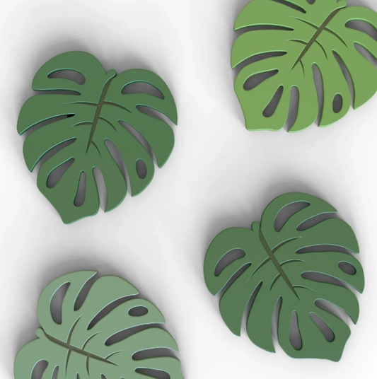 Base para Copos Folha Monstera | Impressão 3D Premium